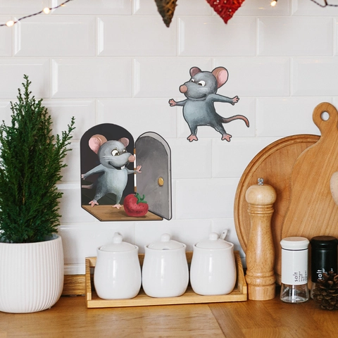 3D Cartoon Mäuse Mäuseloch Wandaufkleber PVC Abnehmbares Wandtattoo Für Wohnzimmer Schlafzimmer Fußleiste Kreative Home Deko