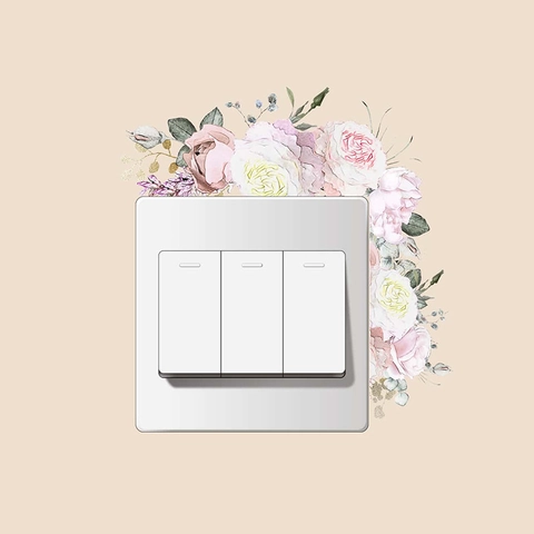 Adesivo per Interruttore della Luce Motivo Floreale Foglia PVC Impermeabile Adesivo da Parete per Soggiorno Camera da Letto Decorativo Moderno