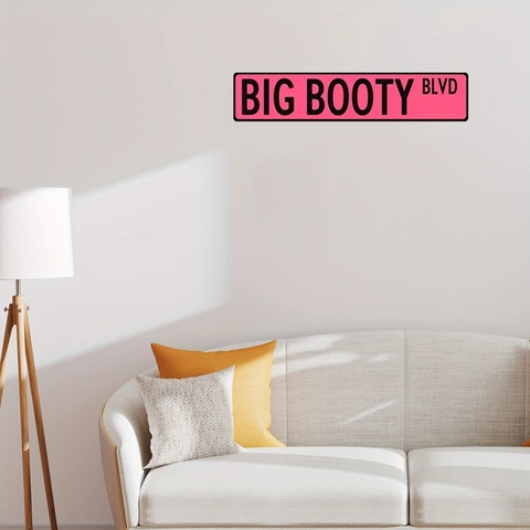 Modern Pink Novelty Big Booty Blvd English Slogan Wall Sticker PVC Printed Funny Street Sign Style Home Decor HZKB-147