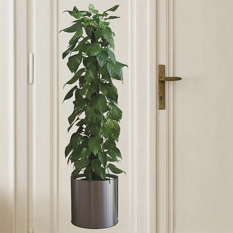 Adhesivo de Pared de Planta Verde en Maceta Simulado 3D PVC Autoadhesivo Calcomanía de Pared para Sala de Estar Dormitorio