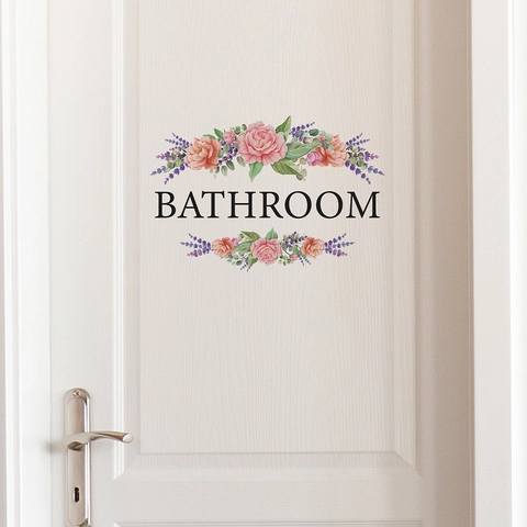 Bloemenkrans Badkamer Muursticker PVC Waterdicht Zelfklevend Deurstickers Bloemen Badkamer Bord Voor Huisdecoratie Accessoire