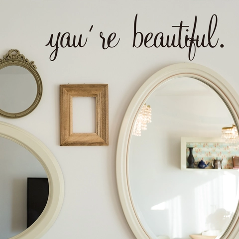 Adesivo Murale You're Beautiful Scritte In Corsivo Removibile Per Specchio Bagno Camera Da Letto Home Decor In PVC Nero DIY
