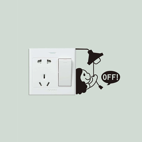 Creative Cartoon Light Switch Wall Sticker Minimalist Black PVC Decal Funny Character Pulling Light Cord For Home Decor