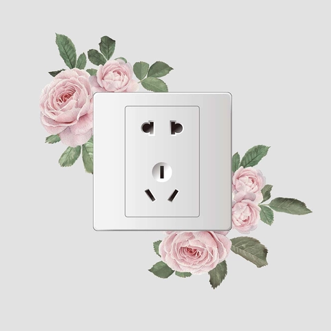 Adesivo per Interruttore della Luce con Rosa Rosa in PVC Removibile Decalcomania da Parete per Camera da Letto Soggiorno Casa