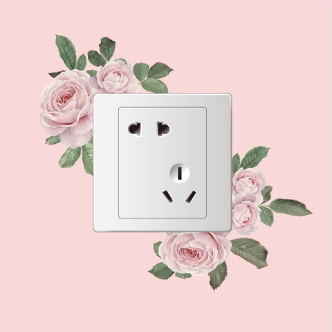Adesivo per Interruttore della Luce con Rosa Rosa in PVC Removibile Decalcomania da Parete per Camera da Letto Soggiorno Casa