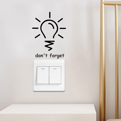 Creativo Adesivo da Parete per Interruttore Design Lampadina Slogan Don't Forget PVC Removibile Decalcomania Promemoria