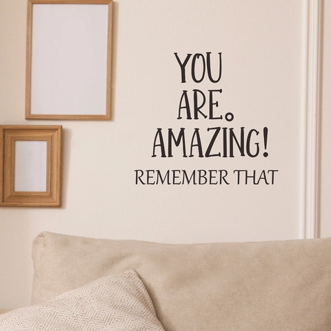 You Are Amazing Motivational Quote Wall Sticker PVC Self-Adhesive Lettering Decal For Living Room Bedroom Minimalist Black Decor
