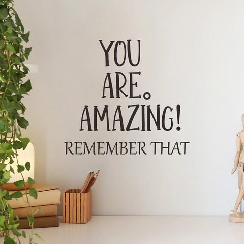 You Are Amazing Motivational Quote Wall Sticker PVC Self-Adhesive Lettering Decal For Living Room Bedroom Minimalist Black Decor