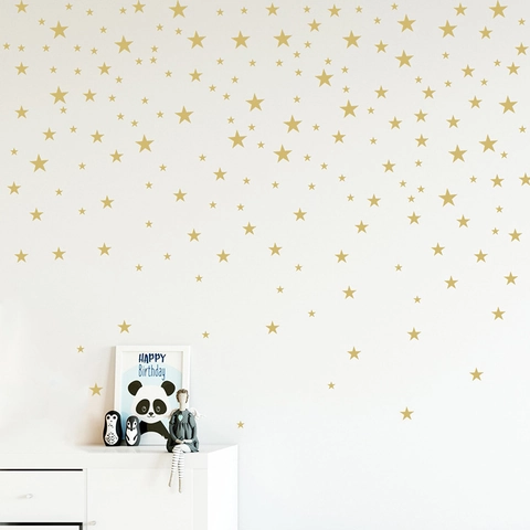 Adesivi Murali Stelle Oro Moderno Fai Da Te Rimovibili Metallici Decalcomanie Notte Stellata Per Camera Bambini Letto PVC Murale