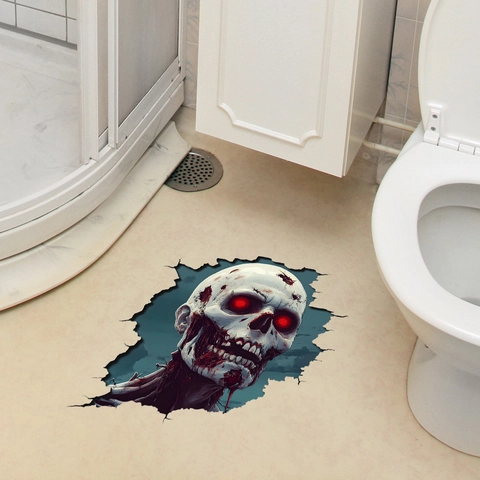 3D Horror Zombie Totenkopf Bodenaufkleber Wasserdicht PVC Abnehmbar Wandtattoo Halloween Party Home Dekor Blutiges Monster Aufkleber