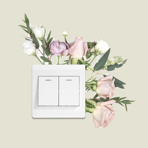 Moderno Adesivo per Interruttore in PVC Con Piante Verdi e Fiori Rosa per Camera da Letto Soggiorno Decorazione Casa DIY Decalcomania
