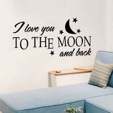 Αυτοκόλλητο Τοίχου I Love You To The Moon And Back Αφαιρούμενο PVC Ρητό Γράμματα Διακόσμηση Τοίχου για Κρεβατοκάμαρα Καθιστικό Σπίτι