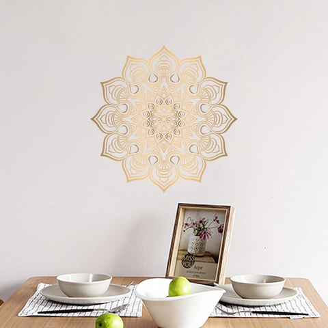 Gold Mandala Wall Sticker Bohemian Geometric Pattern PVC Self-Adhesive Decorative Mural For Living Room Bedroom Home Decor