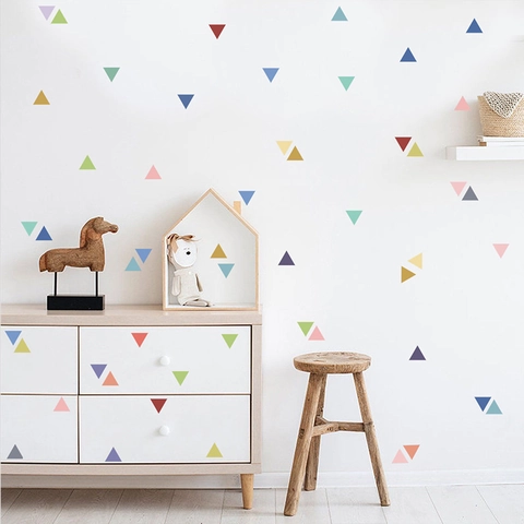 Colorful Nordic Triangle Wall Stickers Multicolor PVC Self Adhesive Geometric Furniture Decal For Kids Room Home Decoration