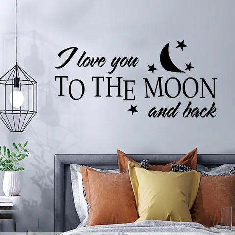 Αυτοκόλλητο Τοίχου I Love You To The Moon And Back Αφαιρούμενο PVC Ρητό Γράμματα Διακόσμηση Τοίχου για Κρεβατοκάμαρα Καθιστικό Σπίτι
