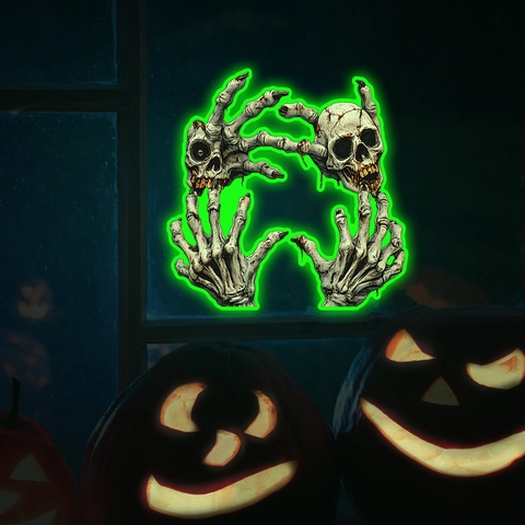 Φωτεινό Αυτοκόλλητο Τοίχου Halloween Κρανίο Χέρια Σκελετού Λάμπει στο Σκοτάδι PVC Αυτοκόλλητο Διακοσμητικά Είδη Πάρτι Σπιτιού