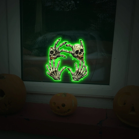 Φωτεινό Αυτοκόλλητο Τοίχου Halloween Κρανίο Χέρια Σκελετού Λάμπει στο Σκοτάδι PVC Αυτοκόλλητο Διακοσμητικά Είδη Πάρτι Σπιτιού