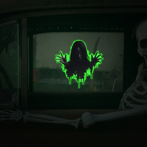 Halloween Luminous Scary Female Ghost PVC Wall Sticker Glow In Dark Horror Fluorescent Decal For Home Toilet Window Decor