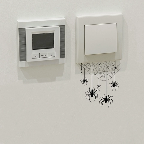 Halloween Spinnennetz Und Spinne Lichtschalter Aufkleber Abnehmbar Wasserdicht PVC Wandsticker Für Wohnzimmer Eingangsbereich