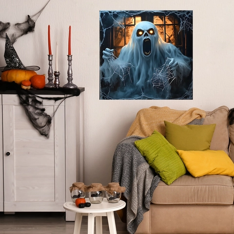 Adesivo Murale Halloween Spaventoso Zombie Fantasma Adesivo Finestra in PVC Removibile Decorazione Domestica Horror per Soggiorno Festa Casa Stregata
