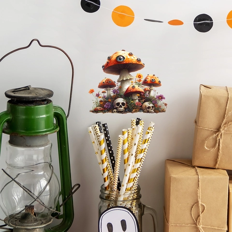 Halloween Pilz Augapfel Schädel Lichtschalter Aufkleber PVC Abnehmbar Gothic Wandtattoo Für Party Home Dekoration Halloween