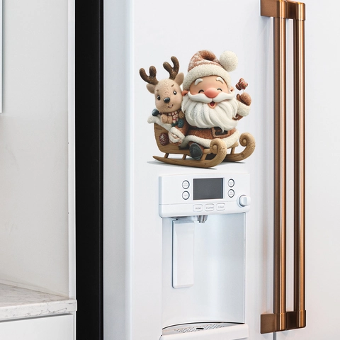 Kerstmis Kerstman Rendier Slee PVC Toilet Sticker Waterdicht Verwijderbare Muursticker Voor Badkamer Koelkast Decoratie