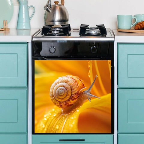 Modernes Schnecke Auf Gelber Blume Makrofotografie Wandtattoo PVC Selbstklebend Wasserdicht Deko Für Küchenschrank