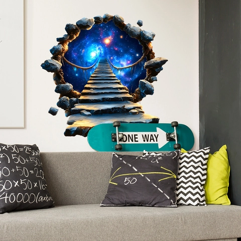 3D Weltraum Universum Planet Hängebrücke Wandtattoo PVC Selbstklebend Home Decor Für Schlafzimmer Wohnzimmer Kleiderschrank