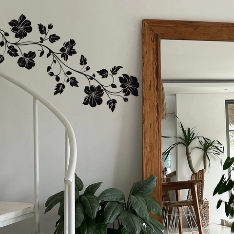 Zwarte Bloem Rank Muursticker Verwijderbare PVC Zelfklevende Esthetische Muurschildering Decor Voor Woonkamer Slaapkamer Keuken Meubels Decoratie
