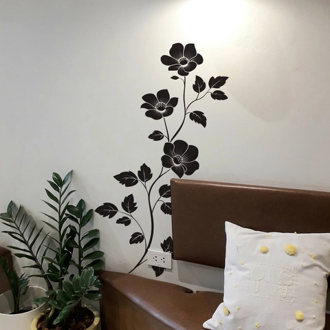 Zwarte Bloem Rank Muursticker Verwijderbare PVC Zelfklevende Esthetische Muurschildering Decor Voor Woonkamer Slaapkamer Keuken Meubels Decoratie