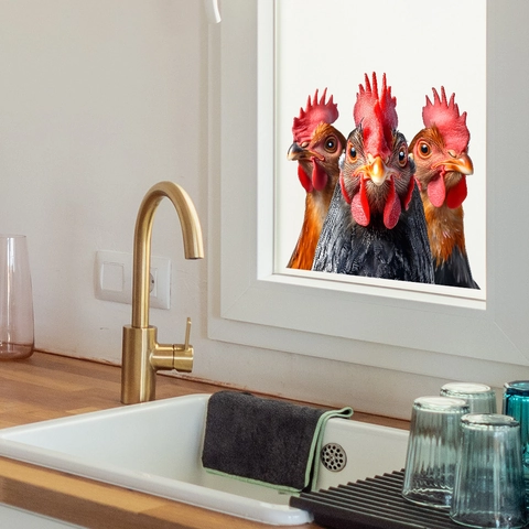 Funny Peeping Rooster Window Sticker PVC Self-Adhesive Wall Decal For Kitchen Glass Window Home Decor Creative Animal Wall Art