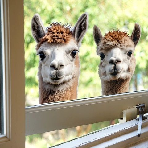 Adesivi Murali Realistici Alpaca Llama Per Camera Da Letto Soggiorno Vetro Finestra Arredo Simpatico Animale PVC Autoadesivo
