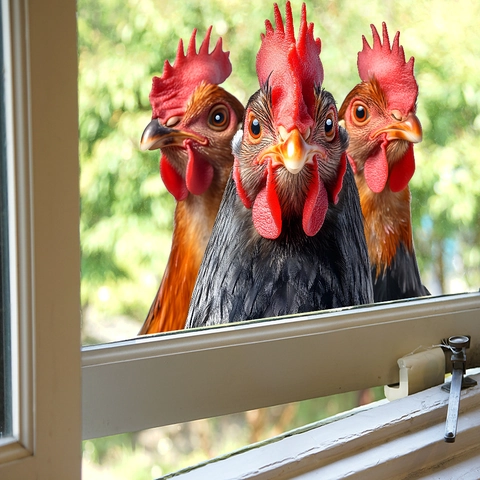 Funny Peeping Rooster Window Sticker PVC Self-Adhesive Wall Decal For Kitchen Glass Window Home Decor Creative Animal Wall Art
