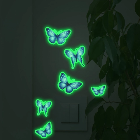 Adesivi Murali Farfalla Fluorescenti Adesivi Interruttore Farfalla Realistici PVC Decalcomanie Rimovibili Decorazione Casa