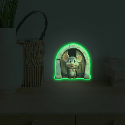 Adesivo da Parete 3D Tana del Topo Luminoso Bagliore nel Buio Rimovibile in PVC per Camera dei Bambini Decorazione