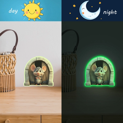 Adesivo da Parete 3D Tana del Topo Luminoso Bagliore nel Buio Rimovibile in PVC per Camera dei Bambini Decorazione