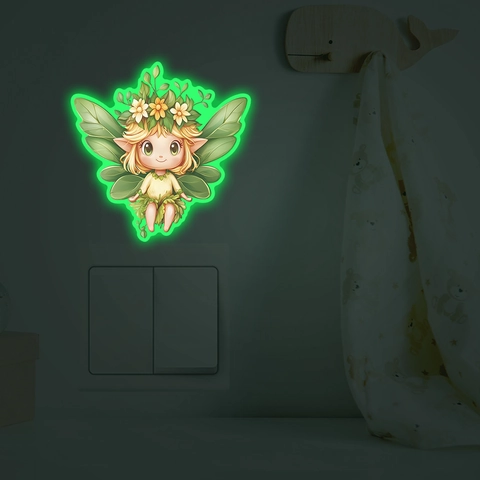 Lichtgevende Elf Schakelaar Sticker Glow In The Dark Cartoon Boself Muursticker Voor Kinderkamer Thuis Decor Waterdicht PVC Sticker