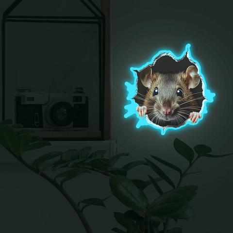 3D Lichtgevende Muis Gat Muursticker Licht In Het Donker Realistische Muis Door Muur Sticker Voor Kinderkamer Huis Decoratie