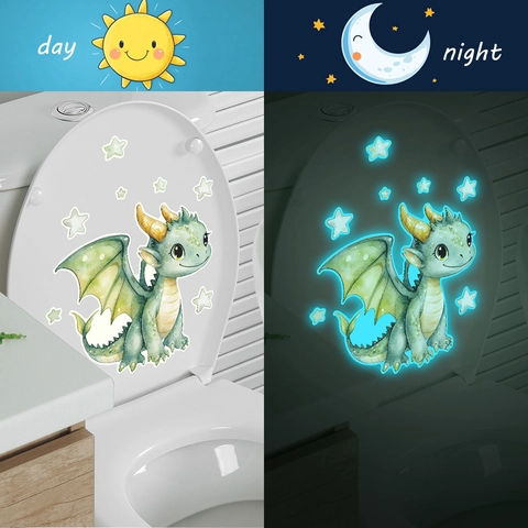 Adesivi Murali Drago Cartone Animato Luminosi Stelle PVC Fluorescente Decorazione Per Bagno Gabinetto Camera Bambini Adesivo