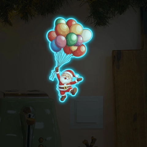 Pegatina de Pared Luminosa de Papá Noel de Dibujos Animados Globos PVC Brilla en la Oscuridad Adhesivo para Interruptor Navidad