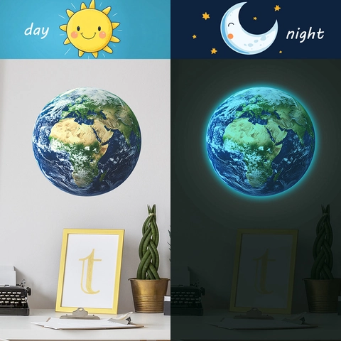 Leuchtende Erde Wandtattoo Dunkel Leuchtende Planeten Wandaufkleber Für Kinderzimmer Schlafzimmer Home Decor Moderne PVC Sticker