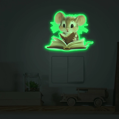 Adesivo da Parete Topo che Legge Fluorescente Decalcomania per Interruttore Lussuoso per Camera dei Bambini Studio PVC