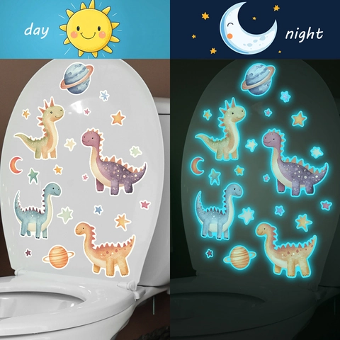 Cartoon Dinosaurier Leuchtendes Wandtattoo Glow In The Dark PVC Weltraum Sterne Mond Aufkleber Für Kinderzimmer Schlafzimmer Deko