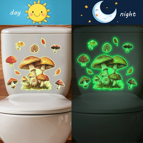 Adesivi Murali a Forma di Fungo Fluorescenti Piante Forestali ad Acquerello Foglie Autunnali Decalcomanie in PVC per Casa