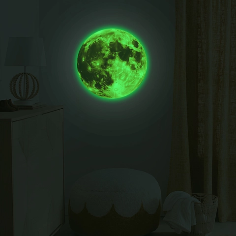 Leuchtender Mond Wandtattoo PVC Selbstklebend Realistische Mondstruktur Aufkleber Für Kinderzimmer Schlafzimmer Dekoration