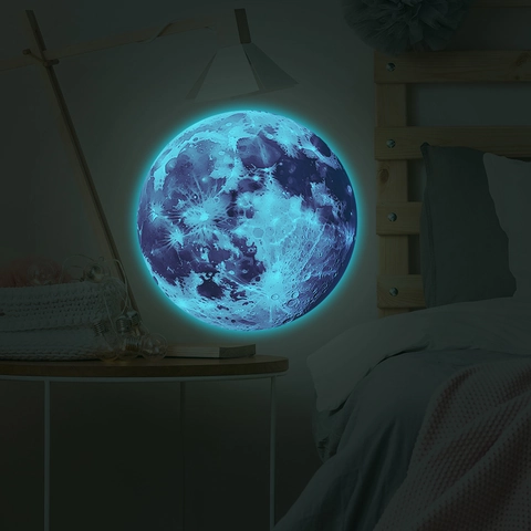 Leuchtende Mond Erde Wandtattoo Realistische Fluoreszierende PVC Planet Aufkleber Für Kinderzimmer Schlafzimmer Deko Wandaufkleber