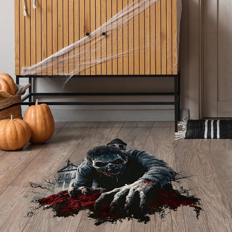 3D Halloween Τρόμου Ζόμπι Αυτοκόλλητο Τοίχου PVC Αυτοκόλλητο Δαπέδου για Σαλόνι Υπνοδωμάτιο Πάρτι Διακόσμηση Σπιτιού