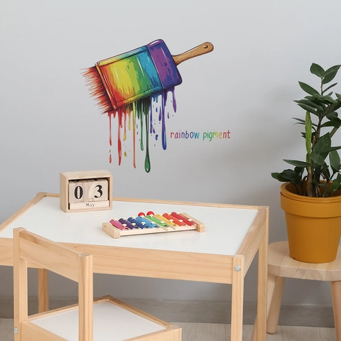 Regenbogen Pinsel Pigment Zitat Wandtattoo Bunte PVC Selbstklebende Kunst Aufkleber Für Schlafzimmer Wohnzimmer Wohnkultur