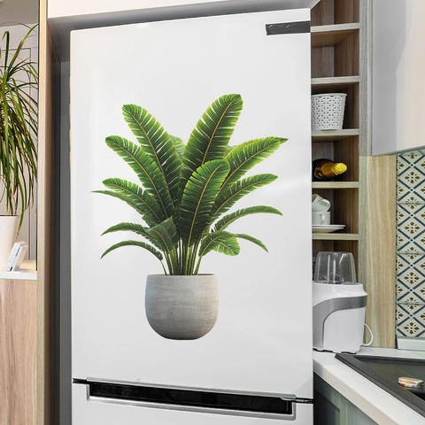 Grüne Topfpflanze PVC Wandaufkleber Selbstklebend Wasserdicht Tropisch Palmblatt Design Für Wohnzimmer Büro Home Dekor
