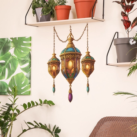 Vintage Marokkanische Laterne Wandaufkleber PVC Selbstklebende Exotische Lampe Abziehbilder Für Zuhause Schlafzimmer Wohnzimmer Dekor